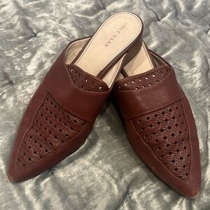 Cole Haan Brown Leather Woven Mules with Block Heel (Size 6)